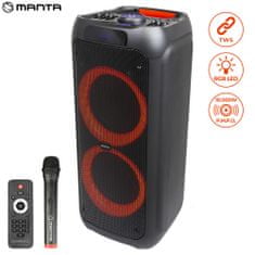 Manta SPK5310 PRO zvočnik, karaoke, vgrajena baterija, Bluetoth, USB, MP3, FM, disco LED, TWS, 10000W P.M.P.O. - odprta embalaža