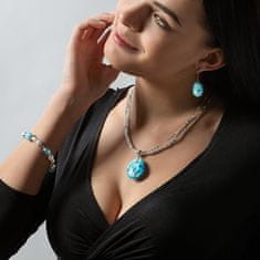 Elegantna zapestnica Modra čipka z biseri Lampglas s čistim srebrom BP4