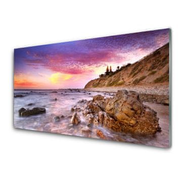 tulup.si Steklena slika Morje stones landscape 2 obešalnika