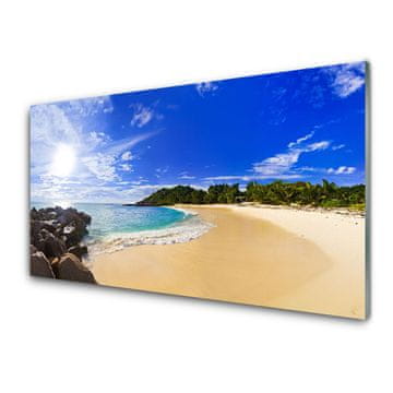 tulup.si Slika na steklu Sun sea beach landscape 2 obešalnika