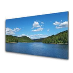 tulup.si Slika na akrilnem steklu Lake forest landscape 120x60 cm 2 obešalnika