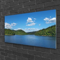 tulup.si Slika na akrilnem steklu Lake forest landscape 120x60 cm 2 obešalnika
