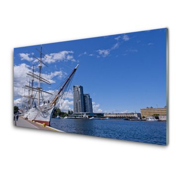 tulup.si Slika na akrilnem steklu Čoln sea town landscape 2 obešalnika