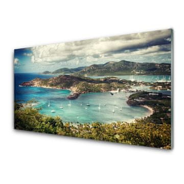 tulup.si Slika na akrilnem steklu Bay boats landscape 2 obešalnika