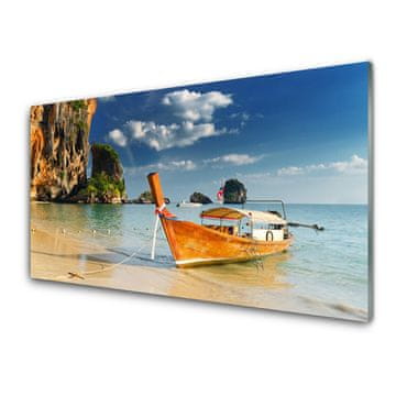 tulup.si Steklena slika Čoln sea landscape 2 obešalnika