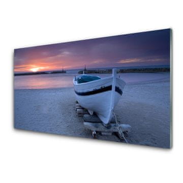 tulup.si Slika na akrilnem steklu Čoln beach sun landscape 2 obešalnika