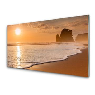 tulup.si Slika na steklu Sea beach sun landscape 2 obešalnika