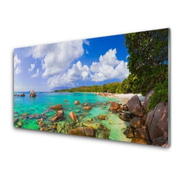 tulup.si Slika na steklu Sea beach landscape 2 obešalnika
