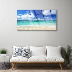 tulup.si Slika na steklu Sea beach landscape 120x60 cm 4 obešalnika
