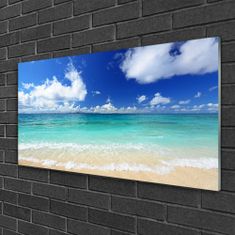 tulup.si Slika na steklu Sea beach landscape 120x60 cm 4 obešalnika