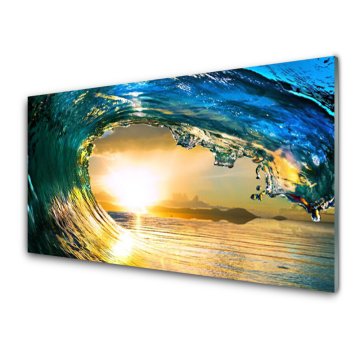 tulup.si Steklena slika Wave narava sea west 4 obešalnika