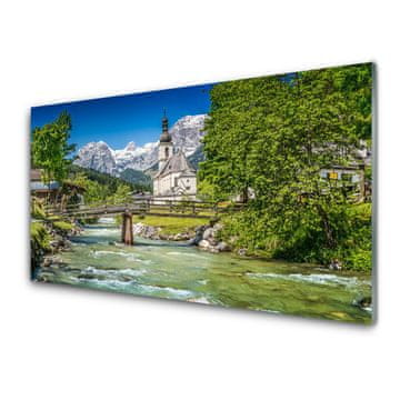 tulup.si Slika na akrilnem steklu Cerkev bridge lake nature 4 obešalnika