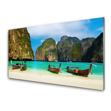 tulup.si Slika na akrilnem steklu Plaža sea mountain landscape 4 obešalnika