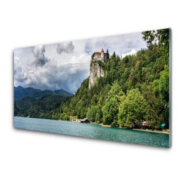 tulup.si Slika na steklu Grad v gorah forest landscape 2 obešalnika