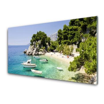 tulup.si Slika na akrilnem steklu Morje rocks beach plovila 2 obešalnika