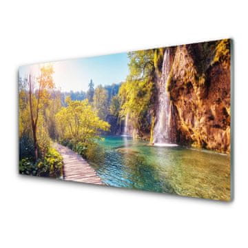 tulup.si Slika na steklu Lake landscape slap 4 obešalnika