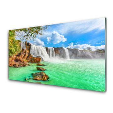 tulup.si Slika na steklu Slap lake landscape 4 obešalnika