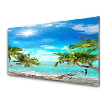 tulup.si Slika na akrilnem steklu Tropical palme hammock beach 4 obešalnika
