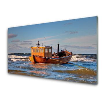 tulup.si Slika na steklu Čoln sea landscape 4 obešalnika