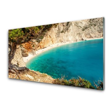 tulup.si Slika na akrilnem steklu Bay sea rocks beach 2 obešalnika