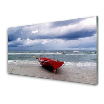 tulup.si Slika na steklu Čoln beach sea landscape 4 obešalnika