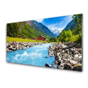 tulup.si Slika na akrilnem steklu Gorovje river landscape 2 obešalnika