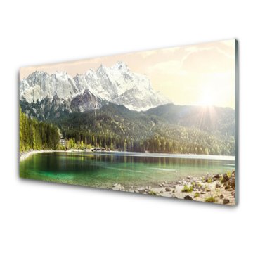 tulup.si Slika na akrilnem steklu Gore forest lake landscape 4 obešalnika