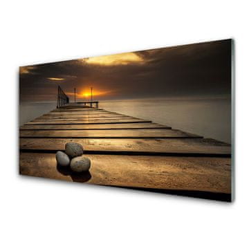 tulup.si Slika na steklu Morje pier sunset 2 obešalnika