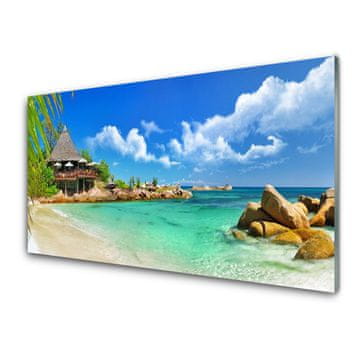 tulup.si Slika na steklu Plaža morje landscape 2 obešalnika