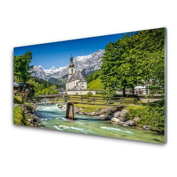 tulup.si Slika na akrilnem steklu Cerkev bridge lake nature 2 obešalnika