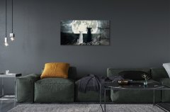 tulup.si Steklena slika Volkovi luna gozd 100x50 cm 2 obešalnika