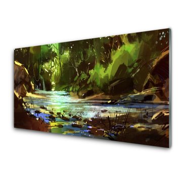 tulup.si Slika na akrilnem steklu Forest lake nature stones 2 obešalnika