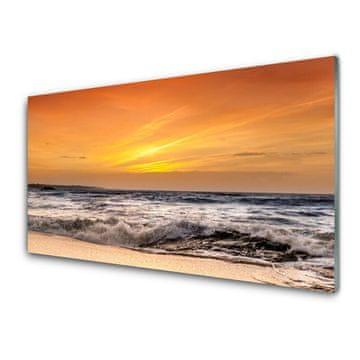 tulup.si Slika na steklu Sun sea waves landscape 4 obešalnika