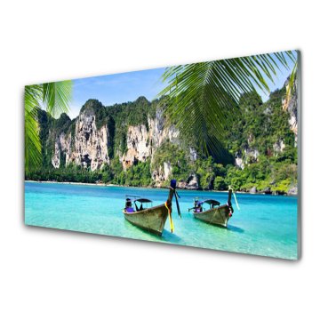 tulup.si Slika na steklu Čoln sea landscape 2 obešalnika