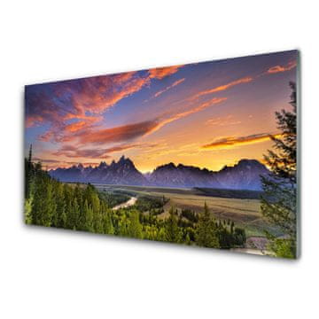tulup.si Slika na steklu Sun mountain forest narava 2 obešalnika