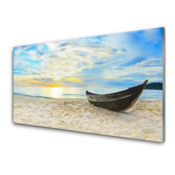 tulup.si Slika na akrilnem steklu Čoln beach sea 4 obešalnika