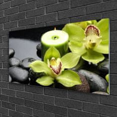 tulup.si Slika na steklu Orhideje 125x50 cm 4 obešalnika