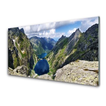 tulup.si Slika na akrilnem steklu Mountain lake valley peaks 2 obešalnika