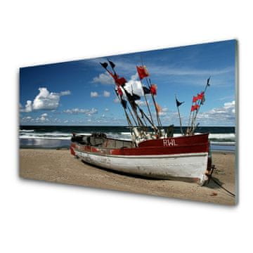 tulup.si Slika na akrilnem steklu Čoln sea beach landscape 4 obešalnika