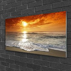 tulup.si Slika na steklu Sea sun landscape 100x50 cm 2 obešalnika