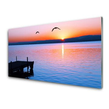 tulup.si Slika na steklu Morje pier sun landscape 4 obešalnika