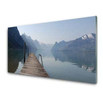 tulup.si Slika na akrilnem steklu Pier lake mountains landscape 2 obešalnika