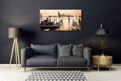 tulup.si Steklena slika Čoln sea landscape 125x50 cm 4 obešalnika