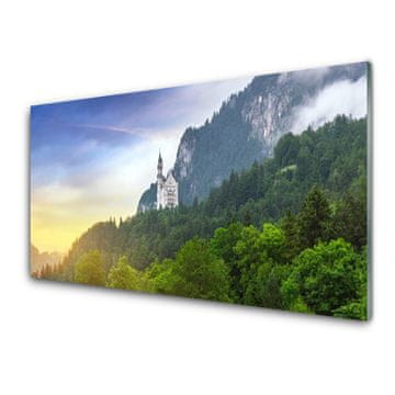 tulup.si Slika na steklu Grad v gorah forest landscape 4 obešalnika