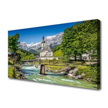 tulup.si Slika na platnu Cerkev bridge lake nature