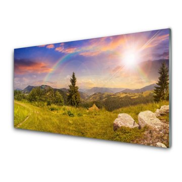 tulup.si Slika na akrilnem steklu Mountain travnik narava nebo 4 obešalnika