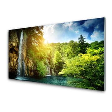 tulup.si Steklena slika Slap drevesa landscape 2 obešalnika