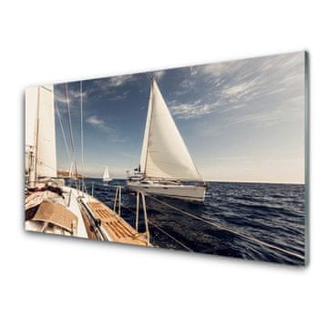 tulup.si Slika na steklu Čoln sea landscape 2 obešalnika