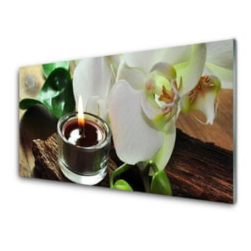 tulup.si Slika na akrilnem steklu Orchid sveča spa 4 obešalnika