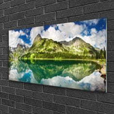 tulup.si Slika na akrilnem steklu Mountain lake landscape 100x50 cm 4 obešalnika